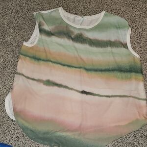 Anthropologie A+ Tuscany Boatneck Women's Sleeveless Top 1x Watercolor Greens